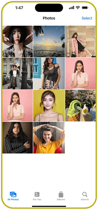 Fashion tech app photo picker for outfit try-on