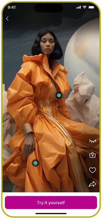 Fashion tech app AI outfit try-on screen