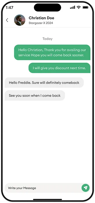 PlugPark host chat screen with a driver