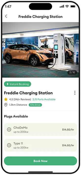 PlugPark charging station detail screen